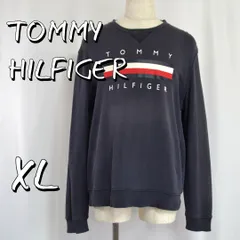 【定番】TOMMY HILFIGERトミーヒルフィガー 90s 復刻 ビッグサイズ フラッグロゴ スウェットゆるだぼ オーバーサイズ XL  紺ネイビー 【古着】【中古】【送料無料】