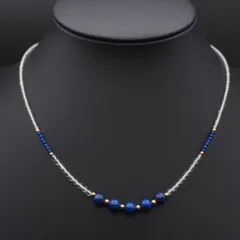 V471 ラピスラズリ 水晶 GSILVER刻印 ネックレス デザイン シルバーカラー 12月誕生石