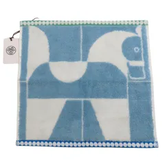 【中古】HERMES エルメス カレ・タオル アニモー・ブロック ジャカード タオル地 パイル地 ブルー系 タオル ハンドタオル ミニタオル ハンカチ コットン100% フランス製 A2601564【無料ギフトラッピング承ります】