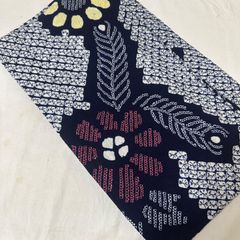 有松鳴海絞り 綿 明るい紺色 うちわ ヴィンテージ品 シミ、アクあり 