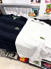 S〜XL‼️LACOSTE ラコステ⚫︎半袖　Tシャツ　パイル地切り替え　ボーダー　ネイビー　ホワイト　S M L XL