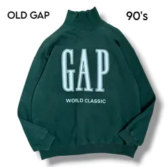 【 OLD GAP 】90's WORLD CLASSIC フェードグリーン ハイネック スウェット　M