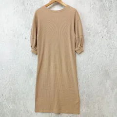 natural couture ナチュラルクチュール 前後2WAY 5分袖 カットソー ワンピース ロングワンピース 両サイド スリット モカブラウン ◎_□〇