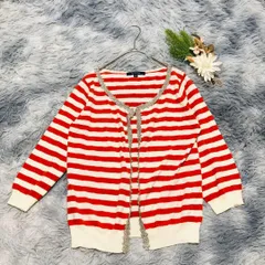 Hampstead ハムステッド (L) ボーダー カーディガン 七分袖 綿混