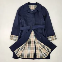 BURBERRY LONDON　トレンチコート　ノバチェック　ベルト付き　イングランド製　ネイビー　ロング丈
