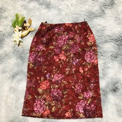 KEITH レナウン (F) 花柄ひざ丈タイトスカート 上品 昭和レトロ 日本製