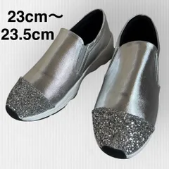 【未使用級】Fin フィン　23〜23.5cm  グリッター厚底スリッポン　シルバー　スニーカーのサムネイル