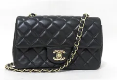 CHANEL/シャネル　ミニマトラッセ20 ラムスキン シングルフラップ シングルチェーン バック　　ランダムシリアル　黒/ゴールド　クロスボディバッグ　ポシェット　【中古】