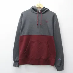 L/古着 チャンピオン Champion 長袖 スウェット パーカー メンズ ワンポイントロゴ ツートンカラー 濃グレー 霜降り他【spe】 26mar21