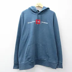 XL/古着 ノースフェイス 長袖 スウェット パーカー メンズ ワンポイントロゴ 大きいサイズ 薄紺 霜降り【spe】 26mar21