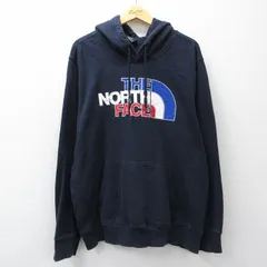 XL/古着 ノースフェイス 長袖 スウェット パーカー メンズ ビッグロゴ 大きいサイズ 紺【spe】 26mar21