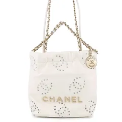 シャネル ハンドバッグ CHANEL 22 ミニ ココマーク パンチング シャイニーカーフレザー AS3980 CHANEL 2way 白