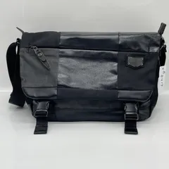 BN8414●DOUBLES BLACK フラップショルダーバッグ 綿MIX×ナイロン×牛革 JEW-3062