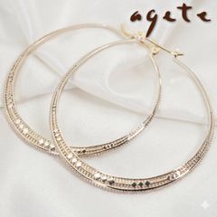 agete アガットフープピアス ピンクゴールド - メルカリ