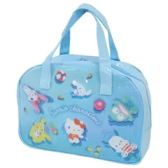 サンリオキャラクターズ プールバッグ ボストンバッグ サックス Sanrio マルヨシ ビニールボストンバッグ 海プール レジャー用品 ビーチバッグ キャラクター グッズ 