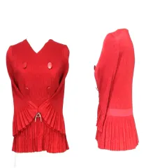 コレクション/2タック プリーツジャケット/前ボタン 袖 セミラグラン袖 デザイン/フーリ/丈55