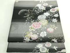 平和屋着物●極上　松田聖子　六通柄袋帯　雪輪舞花文　菊　黒地　金銀糸　やまと誂製　逸品　DZAB5039kh6