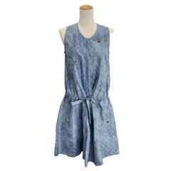 ルイ・ヴィトン LOUIS VUITTON モノグラム柄シルクノースリーブワンピース FKRO0934 ブルー シルク レディース ワンピースのサムネイル