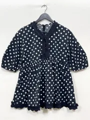 ユナイテッドアローズ パフスリーブ バルーン袖 ドット 水玉 ブラウス シャツ 白ｘ黒 ■◆レディース