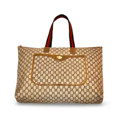 GUCCI PLUS グッチプラス GG柄 シェリーライン ラージ トートバッグ ブラウン ヴィンテージ