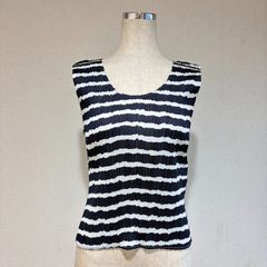 Rose様CHANEL　ノースリーブ　白×黒×ピンク　サイズ36　HR0593 Rose様CHANEL ノースリーブ 白×黒×ピンク サイズ36 HR0593 - メルカリ