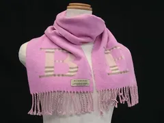 ■美品■ BURBERRY バーバリー ノバチェック ウール90%×カシミヤ10% マフラー ストール 防寒具 レディース ピンク系 BR2502のサムネイル