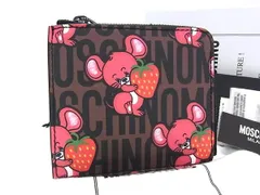 ■新品■未使用■ MOSCHINO モスキーノ Illustrated Animals PVC L字ファスナー 財布 ウォレット ブラウン系×ブラック系 BT4061のサムネイル