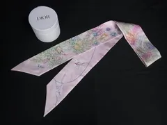 ■現行品■新品■未使用■ ChristianDior ディオール チャーミング ガーデン ミッツァ シルク100% リボンスカーフ ピンク系 HA2866