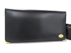 ■極美品■ dunhill ダンヒル オックスフォード レザー 二つ折り 長財布 ウォレット 札入れ カード入れ メンズ ブラック系 BP9134