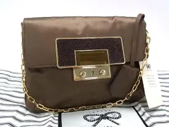 ■極上■本物■極美品■ ANYA HINDMARCH アニヤハインドマーチ サテン×スティングレイ エイ革 ショルダーバッグ ブラウン系 BS4744のサムネイル