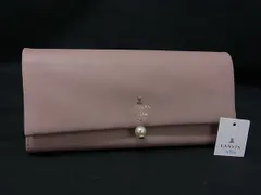 ■新品■未使用■ LANVIN en Bleu ランバンオンブルー シャペル レザー 二つ折り 長財布 ウォレット  ピンクベージュ系 FY1736