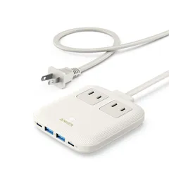 ノートPC スマートフォン Android Galaxy iPhone 各種 iPad PC Windows PD対応 MacBook 1.5m) 延長コード その他機器対応 2ポート 2ポート USB-A USB-C 2口 AC差込口 電源タップ (ホワイト