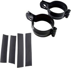 geneX ウインカー ステー バイクステー オートバイ LED ターンシグナル ブラケット フォーク クランプ クローム 補助灯 固定器具 挟み込み型 穴あけ不要 汎用 黒 2個セット (ブラック,  51-60mm)