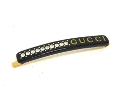 ■新品同様■ GUCCI グッチ ラインストーン ヘアピン ヘアアクセサリー 髪留め レディース ブラック系×ゴールド系 HA4670