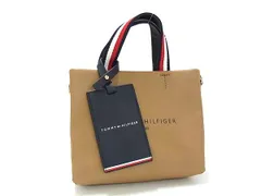 ■極美品■ TOMMY HILFIGER トミーヒルフィガー ショッパー レザー ハンドバッグ トート レディース メンズ ブラウン系 HA3828のサムネイル