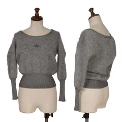 ヴィヴィアンウエストウッド ゴールドレーベルVivienne Westwood Gold Label モヘヤ混ポイントオーブ刺繍編み替えデザインUネックニット グレーSのサムネイル