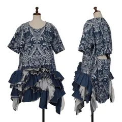 ジュンヤワタナベ コムデギャルソンJUNYA WATANABE COMME des GARCONS コットン裾チュール切替ジャガードデニムワンピース ブルーXSのサムネイル