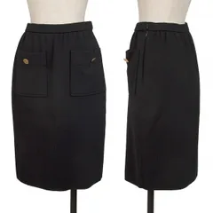 ジバンシィGIVENCHY ウールフロントポケットデザインスカート 黒Mのサムネイル