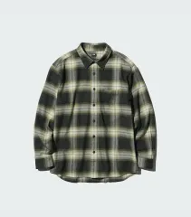ユニクロ フランネル シャツ チェック柄 グリーン