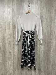 美品 INDEX インデックス ニット 花柄 Aライン ワンピース sizeS/黒ｘグレー ■◇ レディース