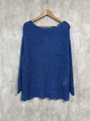 Ameri VINTAGE アメリヴィンテージ メッシュ スパンコール オーバーサイズ ニット セーター sizeF/青 ■◇◎レディース