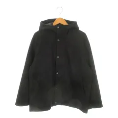 グローバルワーク GLOBAL WORK コート ミドル丈 フーディ S 黒 ブラック ジップアップ フロントスナップボタン /MN6 ■GY99