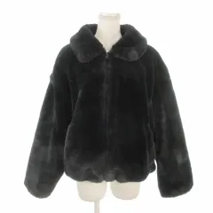コルザ COLZA ジャケット 上着 M 黒 ブラック フェイクファー 丸襟 長袖 ジップアップ /MN24 ■GY99のサムネイル