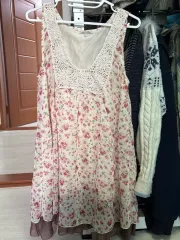 フラワーONE PIECE スカート y2k ヴィンテージ 森女系 森ガール ノースリーブ スリーブレス