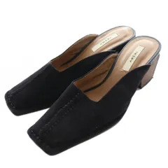アメリヴィンテージ Ameri VINTAGE ステッチ クアドラングルトゥ ミュール STITCH QUADRANGLE TOE MULE S 黒 ブラック /SS ■OS