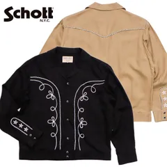ショット【Schott】782-6152005 LYOCELL WESTERN JACKET リヨセル ウエスタンジャケット リヨセルツイル ショート丈 ジャケット ギャバジャン ブラック ベージュ メンズ ヴィンテージ アウター シャツ カジュアルのサムネイル