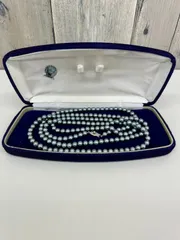 E【フォーマル】貝パール ロングネックレス 伊勢志摩産 人工パール 冠婚葬祭 シルバーアクセサリー ケース付き