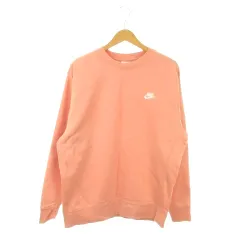 ナイキ NIKE トレーナー 裏起毛 L オレンジ 無地 ラウンドネック 長袖 ロゴ刺繍 /MN31 ■GY99