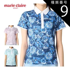 種類9：ネイビー(NV)/L マリクレール フラワープリント 半袖 ポロシャツ ゴルフウェア レディース 2026年春夏モデル M-3L 716-631