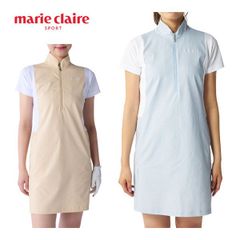 マリクレール】マリン ボーダー ゴルフ ワンピース ストレッチ L 紺×白
